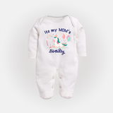 "Happy Birthday Mom - Baby Sleep Suit To Make Mom Smile All Day!" - WHITE - New Born (Chest 7.5")