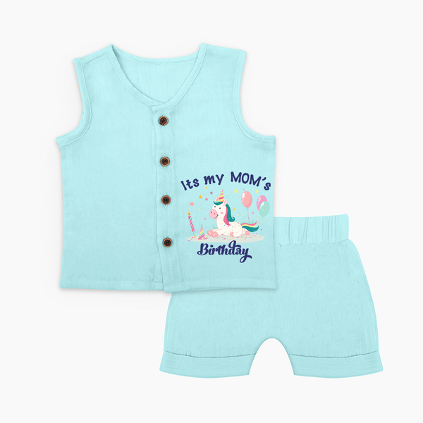 Newborn Jabla Set with Happy Birthday Mom Print | Keepsake Gift Idea - BABY BLUE - 0 - 3 Months Old (Chest 9.8")