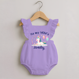 Newborn Romper Frock with Happy Birthday Mom Print | Keepsake Gift Idea - LILAC - 0 - 3 Months Old (Chest 19")