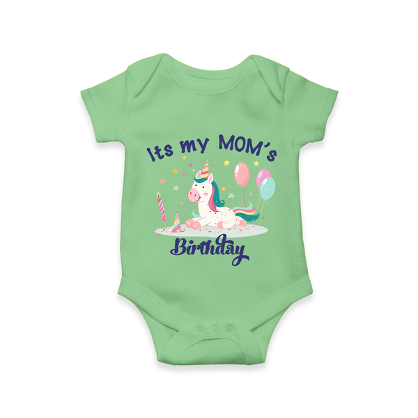 Newborn Romper/Onesie with Happy Birthday Mom Print | Keepsake Gift Idea - GREEN - 0 - 3 Months Old (Chest 16")