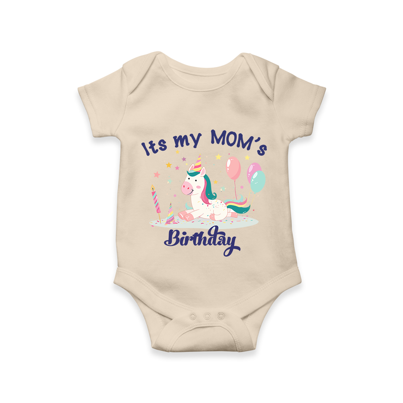 Newborn Romper/Onesie with Happy Birthday Mom Print | Keepsake Gift Idea - IVORY - 0 - 3 Months Old (Chest 16")