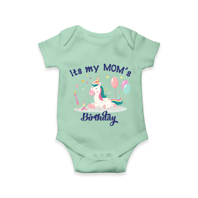 Newborn Romper/Onesie with Happy Birthday Mom Print | Keepsake Gift Idea - MINT GREEN - 0 - 3 Months Old (Chest 16")
