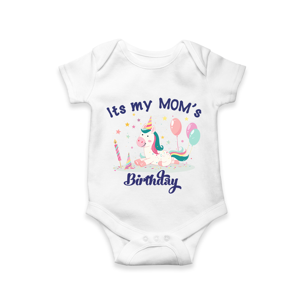 Newborn Romper/Onesie with Happy Birthday Mom Print | Keepsake Gift Idea - WHITE - 0 - 3 Months Old (Chest 16")