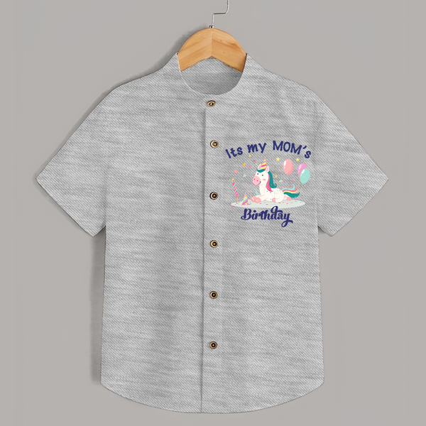 Newborn Shirt with Happy Birthday Mom Print | Keepsake Gift Idea - GREY - 0 - 6 Months Old (Chest 23")