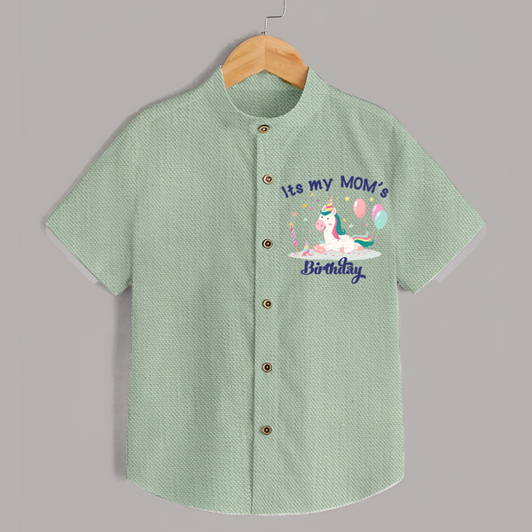 Newborn Shirt with Happy Birthday Mom Print | Keepsake Gift Idea - MINT GREEN - 0 - 6 Months Old (Chest 23")