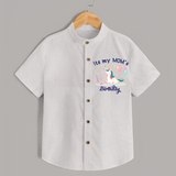 Newborn Shirt with Happy Birthday Mom Print | Keepsake Gift Idea - WHITE - 0 - 6 Months Old (Chest 23")