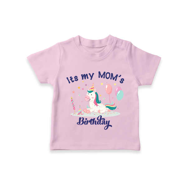 Newborn T-Shirt with Happy Birthday Mom Print | Keepsake Gift Idea - BABY PINK - 0-5 Months Old (Chest 17")