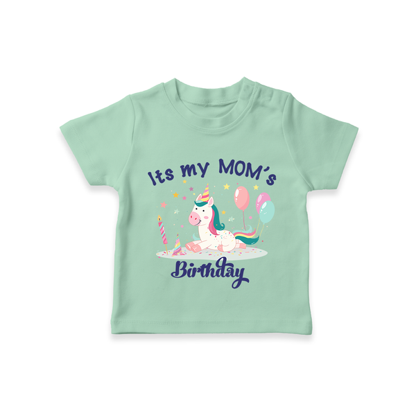 Newborn T-Shirt with Happy Birthday Mom Print | Keepsake Gift Idea - MINT GREEN - 0-5 Months Old (Chest 17")
