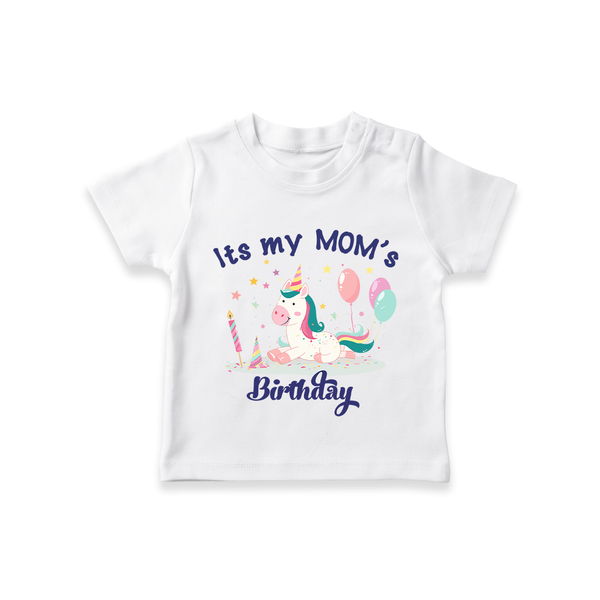 Newborn T-Shirt with Happy Birthday Mom Print | Keepsake Gift Idea - WHITE - 0-5 Months Old (Chest 17")