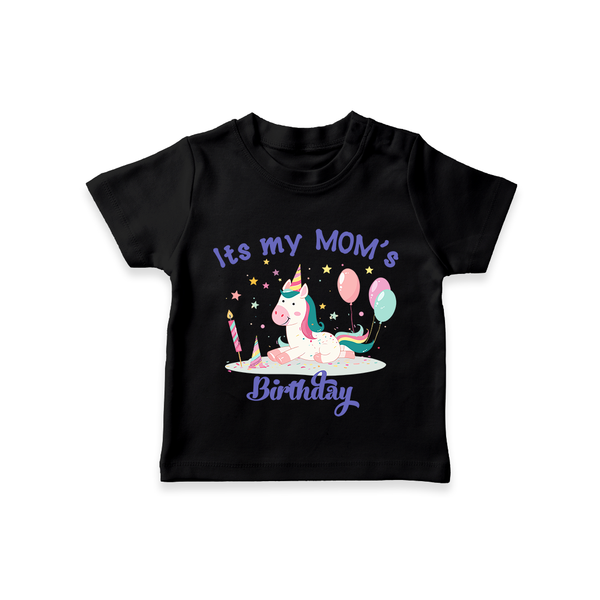 Newborn T-Shirt with Happy Birthday Mom Print | Keepsake Gift Idea - BLACK - 0-5 Months Old (Chest 17")
