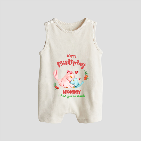 Mom Birthday Outfit for Baby Romper/Sleeveless Romper | Soft Cotton Playsuit/Romper Suit - WHITE - 0 - 5 Months Old (Chest 18")