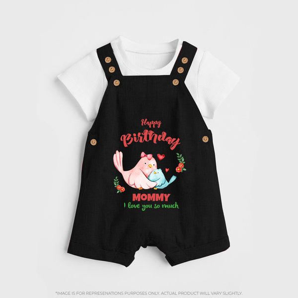 Mom Birthday Outfit for Baby Dungaree Set | Soft Cotton Dungaree Set - BLACK - 0 - 5 Months Old (Chest 18")
