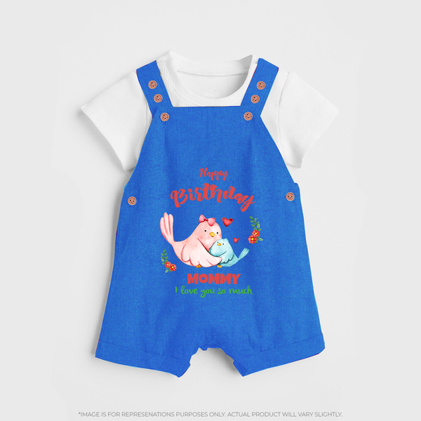 Mom Birthday Outfit for Baby Dungaree Set | Soft Cotton Dungaree Set - COBALT BLUE - 0 - 5 Months Old (Chest 18")