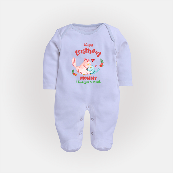 Mom Birthday Outfit for Baby Jumpsuit/Bodysuit | Soft Cotton Sleep Suit/Full Sleeve Romper - BABY BLUE - New Born (Chest 7.5")