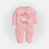 Mom Birthday Outfit for Baby Jumpsuit/Bodysuit | Soft Cotton Sleep Suit/Full Sleeve Romper - BABY PINK - New Born (Chest 7.5")