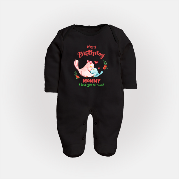 Mom Birthday Outfit for Baby Jumpsuit/Bodysuit | Soft Cotton Sleep Suit/Full Sleeve Romper - BLACK - New Born (Chest 7.5")