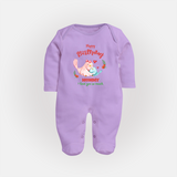 Mom Birthday Outfit for Baby Jumpsuit/Bodysuit | Soft Cotton Sleep Suit/Full Sleeve Romper - LILAC - New Born (Chest 7.5")
