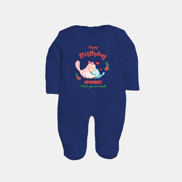 Mom Birthday Outfit for Baby Jumpsuit/Bodysuit | Soft Cotton Sleep Suit/Full Sleeve Romper - NAVY BLUE - New Born (Chest 7.5")