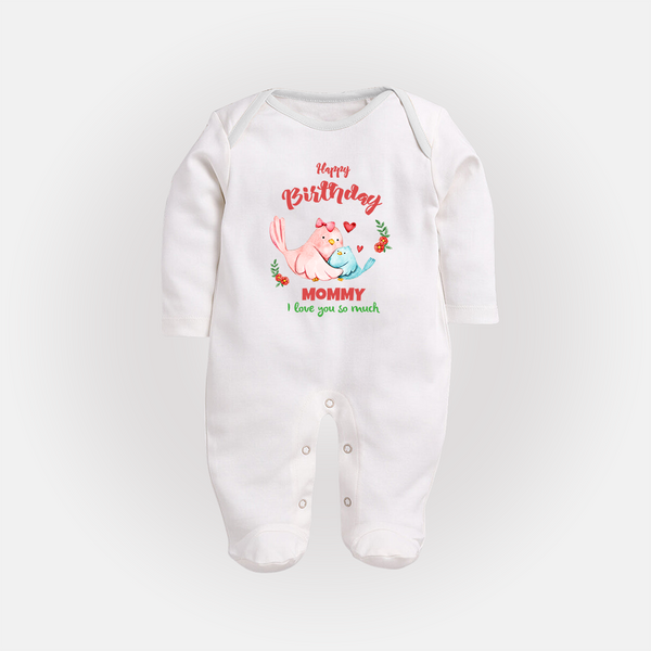 Mom Birthday Outfit for Baby Jumpsuit/Bodysuit | Soft Cotton Sleep Suit/Full Sleeve Romper - WHITE - New Born (Chest 7.5")