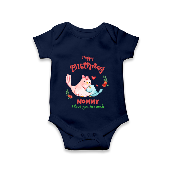 Mom Birthday Outfit for Baby Romper/Bodysuit | Soft Cotton Romper/Onesie - NAVY BLUE - 0 - 3 Months Old (Chest 16")