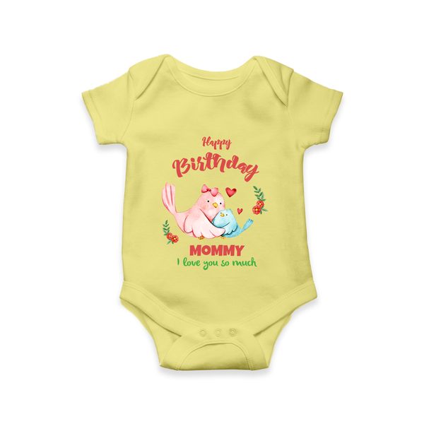 Mom Birthday Outfit for Baby Romper/Bodysuit | Soft Cotton Romper/Onesie - PASTEL YELLOW - 0 - 3 Months Old (Chest 16")