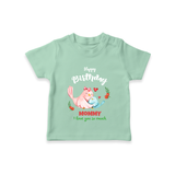 "Happy Birthday Mom - Kids T-Shirt That Makes Celebrations Unforgettable" - MINT GREEN - 0-5 Months Old (Chest 17")