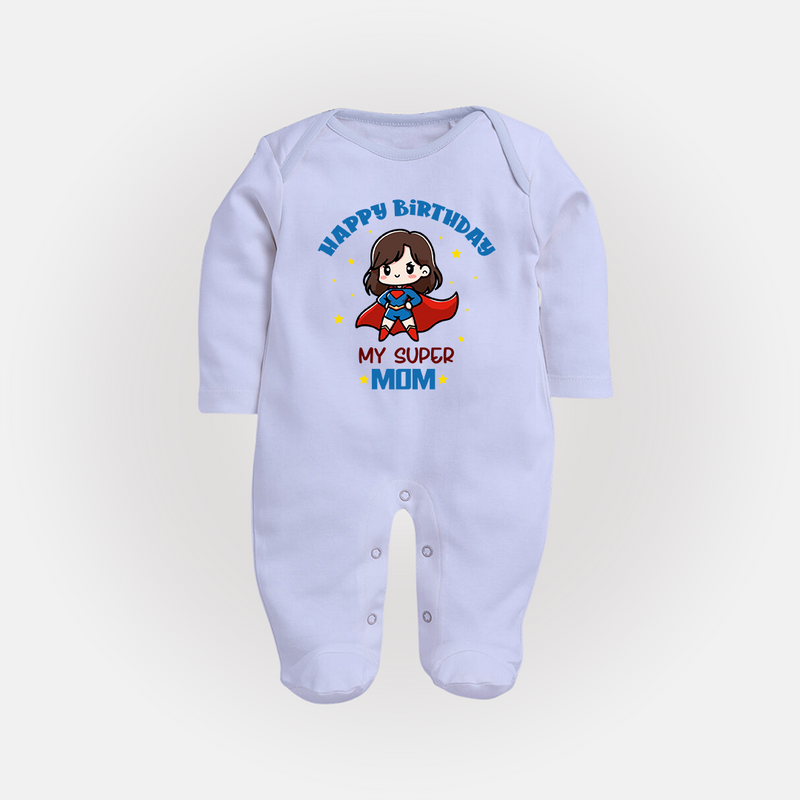 Baby Sleep Suit/Full Sleeve Romper for Mommy's Big Day | Unique Birthday Gift - BABY BLUE - New Born (Chest 7.5")
