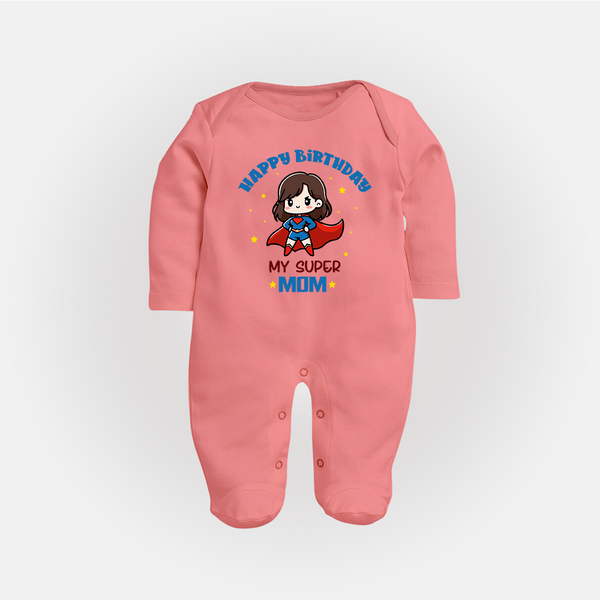 Baby Sleep Suit/Full Sleeve Romper for Mommy's Big Day | Unique Birthday Gift - PEACH - New Born (Chest 7.5")
