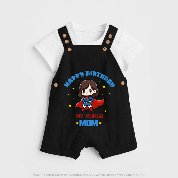 Baby Dungaree Set for Mommy's Big Day | Unique Birthday Gift - BLACK - 0 - 5 Months Old (Chest 18")