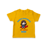 "Happy Birthday My Super Mom" - Imprinted kids T-Shirt - CHROME YELLOW - 0-5 Months Old (Chest 17")