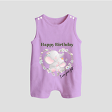 "Happy Birthday Mom - The Cutest Baby Romper Suit For Heartfelt Memories" - LILAC - 0 - 5 Months Old (Chest 18")