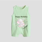 "Happy Birthday Mom - The Cutest Baby Romper Suit For Heartfelt Memories" - MINT GREEN - 0 - 5 Months Old (Chest 18")