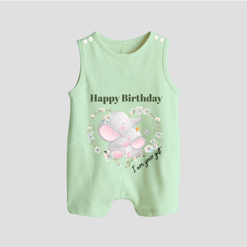 "Happy Birthday Mom - The Cutest Baby Romper Suit For Heartfelt Memories" - MINT GREEN - 0 - 5 Months Old (Chest 18")