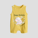 "Happy Birthday Mom - The Cutest Baby Romper Suit For Heartfelt Memories" - PASTEL YELLOW - 0 - 5 Months Old (Chest 18")