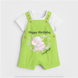 "Happy Birthday Mom - The Cutest Baby Dungaree Set For Heartfelt Memories" - GREEN - 0 - 5 Months Old (Chest 18")