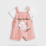 "Happy Birthday Mom - The Cutest Baby Dungaree Set For Heartfelt Memories" - PEACH - 0 - 5 Months Old (Chest 18")