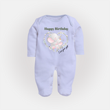 "Happy Birthday Mom - The Cutest Baby Sleep Suit For Heartfelt Memories" - BABY BLUE - New Born (Chest 7.5")