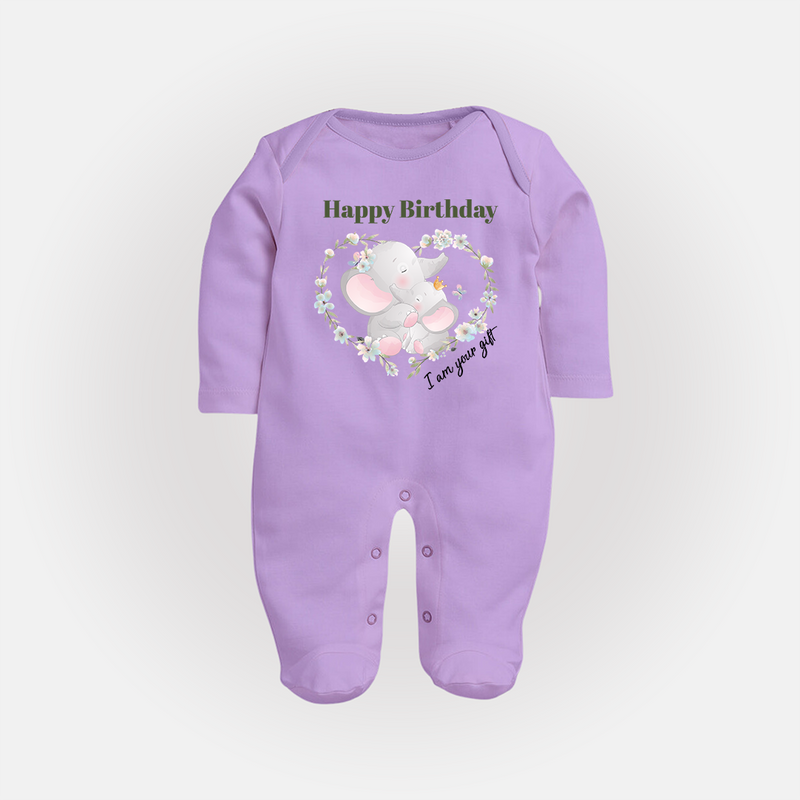 "Happy Birthday Mom - The Cutest Baby Sleep Suit For Heartfelt Memories" - LILAC - New Born (Chest 7.5")