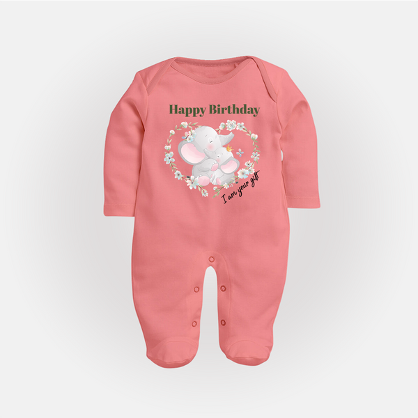Celebrate Mommy with This Baby Sleep Suit/Full Sleeve Romper | Perfect for Photoshoot - PEACH - New Born (Chest 7.5")