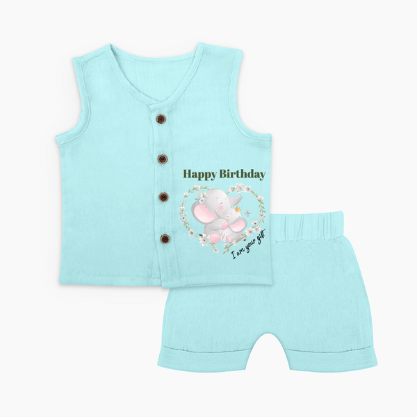 "Happy Birthday Mom - The Cutest Baby Jabla Set For Heartfelt Memories" - BABY BLUE - 0 - 3 Months Old (Chest 9.8")