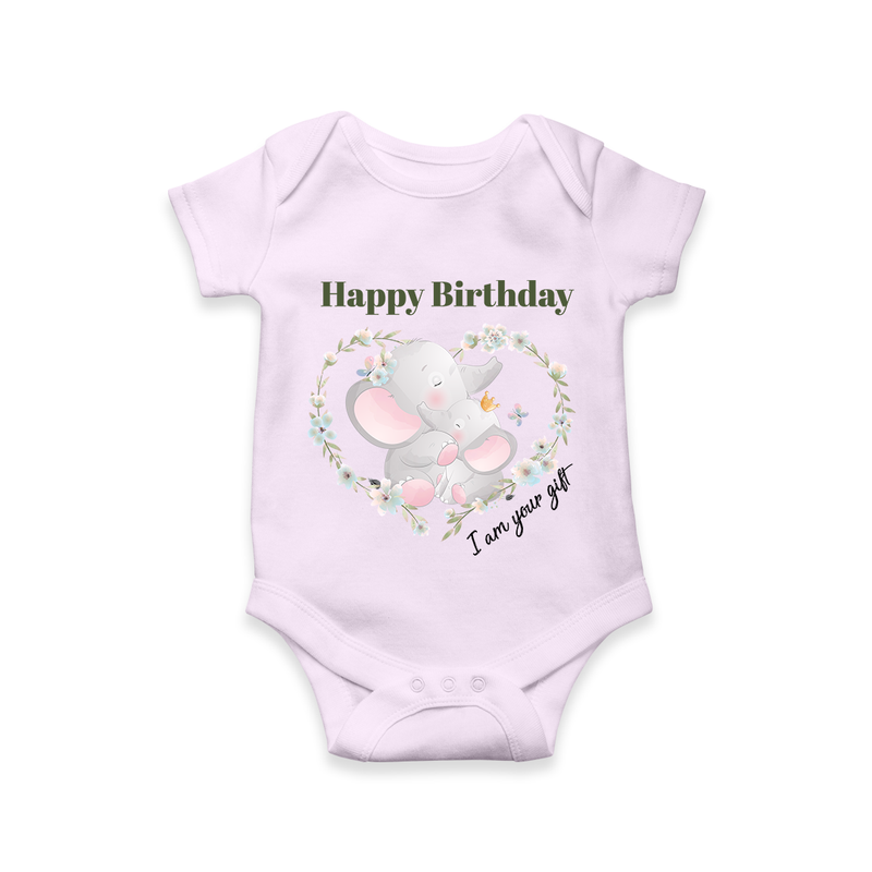 "Happy Birthday Mom - The Cutest Baby Romper For Heartfelt Memories" - LILAC - 0 - 3 Months Old (Chest 16")