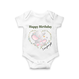 "Happy Birthday Mom - The Cutest Baby Romper For Heartfelt Memories" - WHITE - 0 - 3 Months Old (Chest 16")