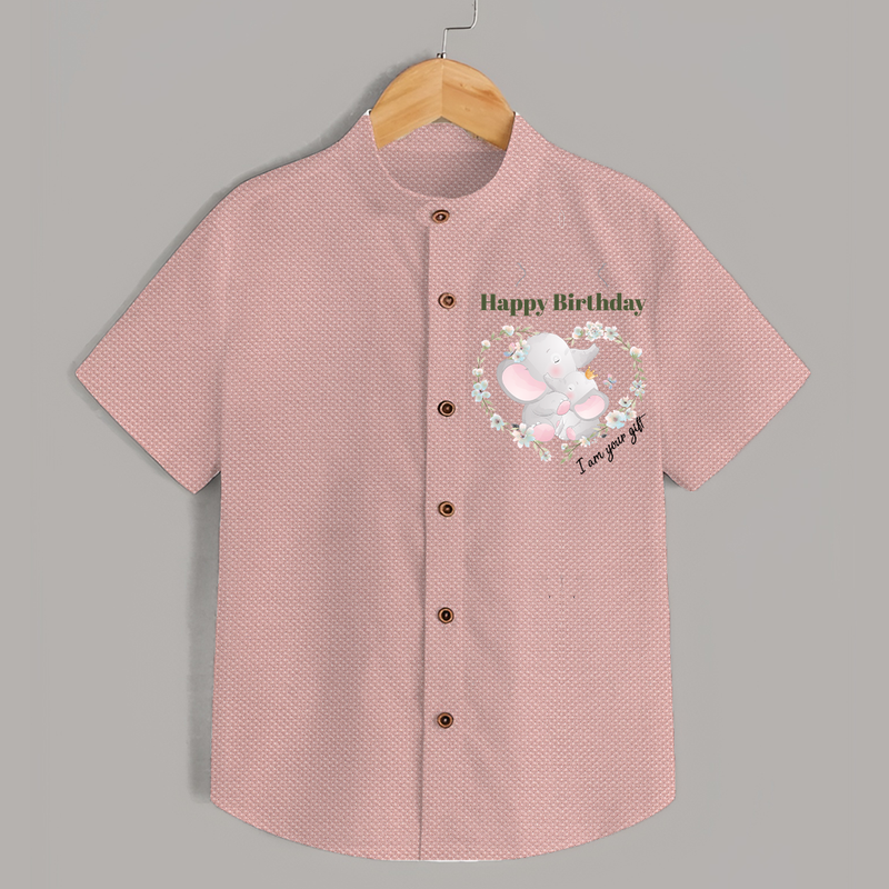 "Happy Birthday Mom - The Cutest Shirt For Heartfelt Memories" - PEACH - 0 - 6 Months Old (Chest 23")