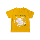 "Happy Birthday Mom - The Cutest Kids T-Shirt For Heartfelt Memories" - CHROME YELLOW - 0-5 Months Old (Chest 17")