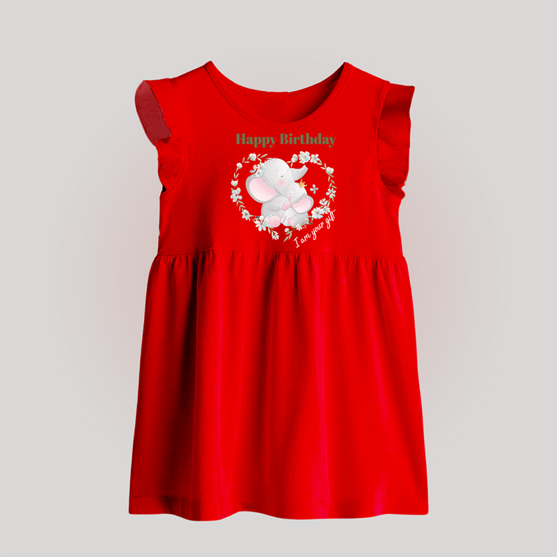 "Happy Birthday Mom - The Cutest Baby Frock For Heartfelt Memories" - RED - 0 - 3 Months Old (Chest 17")