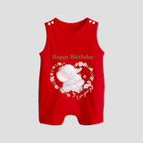 "Happy Birthday Mom - The Cutest Baby Romper Suit For Heartfelt Memories" - RED - 0 - 5 Months Old (Chest 18")