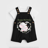 "Happy Birthday Mom - The Cutest Baby Dungaree Set For Heartfelt Memories" - BLACK - 0 - 5 Months Old (Chest 18")