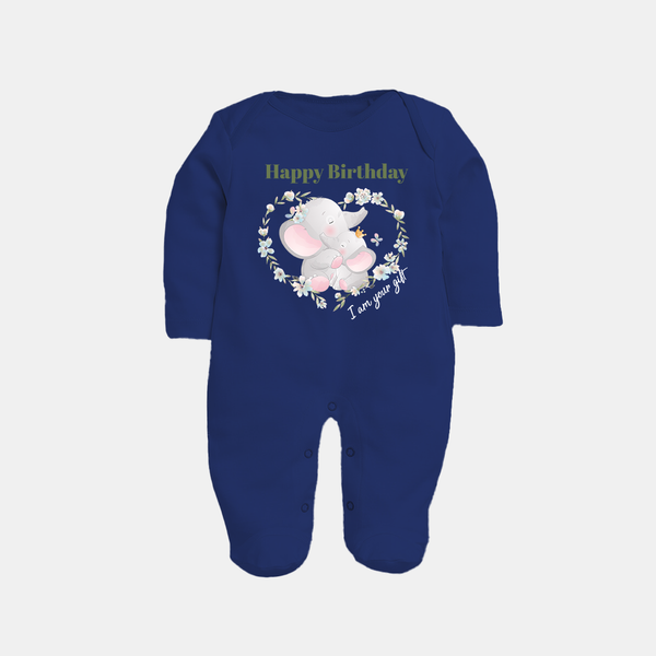 Celebrate Mommy with This Baby Sleep Suit/Full Sleeve Romper | Perfect for Photoshoot - NAVY BLUE - New Born (Chest 7.5")