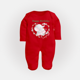 "Happy Birthday Mom - The Cutest Baby Sleep Suit For Heartfelt Memories" - RED - New Born (Chest 7.5")