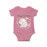 "Happy Birthday Mom - The Cutest Baby Romper For Heartfelt Memories" - ONION - 0 - 3 Months Old (Chest 16")